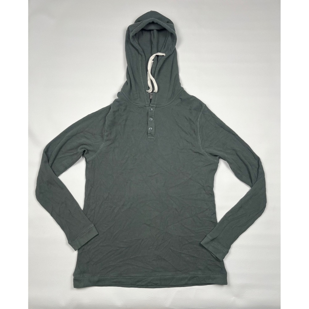 Free Fly Thermal Henley Hoodie Mens XL Green Waffle Knit Outdoor Bamboo